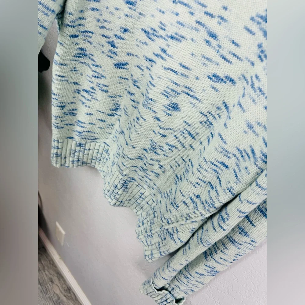 J. Crew Speckled Blue Cotton Crewneck Sweater